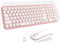 XTREMTEC Wireless Keyboard and Mouse set,Compact Size Cute Keyboard Retro Round Key cap-2.4GHz Ultra-Slim Quiet Aesthetic for Mac OS,Windows Computer Laptop-UK Layout(Sakura Pink)