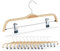 Relaxdays Perchas para Pantalones y Faldas, Pack de 12, con Gancho Móvil y Giratorio, Largo 37,5 cm, Natural y Plateado, Madera, 17 x 37,5 x 2,5 cm