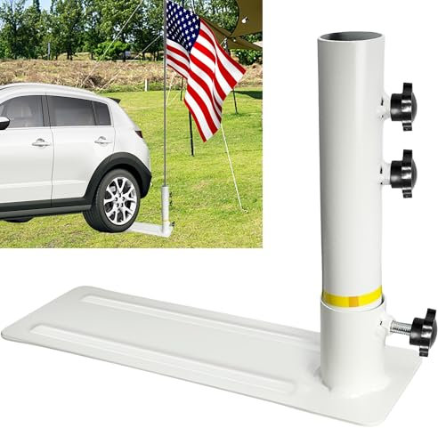 Metall-Fahnenmast-Reifenhalterung, tragbar, verstellbar, Heckklappen-Fahnenmast mit Reifenständer, passend für 4,8 cm Fahnenmast, robuster Reifenflaggenmasthalter für Auto, Wohnmobil, Camping,