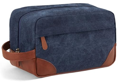Vorspack Groß Reise Kosmetiktasche Herren, Leichte Kulturbeutel, Marineblau | Wasserdicht Kulturtasche mit Rasierfach, Make Up Tasche für Reisen Toilettenartikel Zubehör