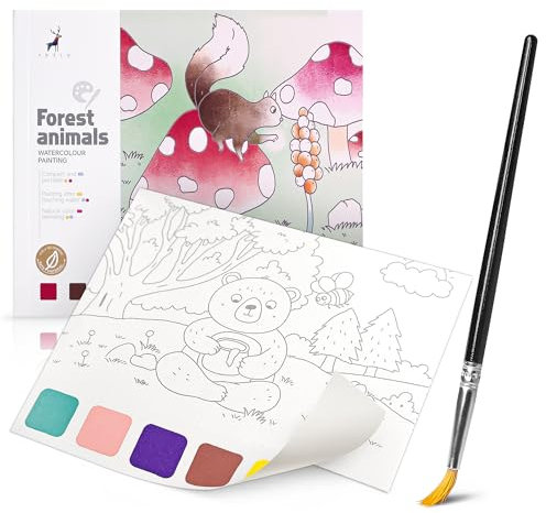 OVOISSTIY Peinture avec Livres d'Eau pour Enfant, Peinture Aquarelle Enfants 20 Pages des Animaux Forêt, Aquarelle Kit avec Pinceau, Cadeau Artisanat Enfant