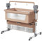 MoLi Beistellbett Baby mit Rollen, Convertible Faltbar Co-Sleeping Babybett, Stubenwagen Baby Kleinkind Wiege mit Musik, Fernbedienung und 5-schwankende Zahnräder (601 Brown)