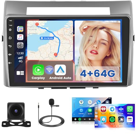 Hikity 4G+64G Android 15 Radio Coche Corolla Verso 2004-2009 9 CarPlay | Android Auto Inalámbrico. WiFi. GPS. FM/RDS. 32EQ. BT. Cámara+MIC