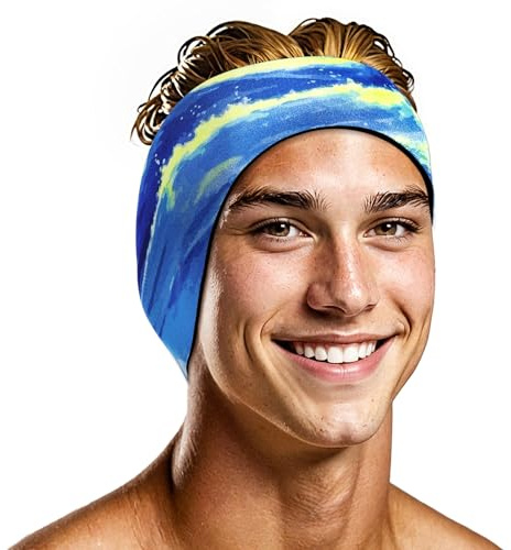 HeySplash Swimming Headband, Elastic Neoprene Swimming Earplugs Kids Ear Plugs Ear Band Swimmer Protection, EarGuard & Hair Guard for Kids Adult, Keep Water Out, Hold Earplugs in, L, Blue Surfing