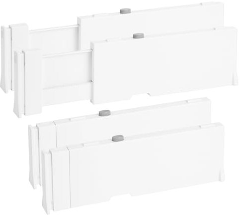 4 Stück 9,7cm Hohe Schubladentrenner, 28-43cm Schubladentrenner Verstellbar für Kleidung, Schubladen Trenner für Kommoden, Schubladenteiler für Babykleidung, Eitelkeit, Küche und Büroaufbewahrung