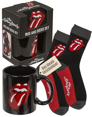 Out of the blue - Geschenkset The Rolling Stones Becher & Socken - Steingut-Kaffeebecher 315 ml & Komfort-Socken in Gr. 41-45 - stylisches Geschenk-Bundle für Fans - präsentiert in dekorativer Bbox