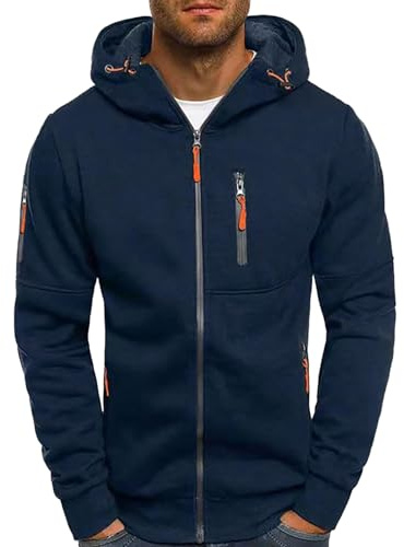 Generisch Jogging Hommes Tops Manches Blouse Homme avec Zip Cap Long Pull Homme Manteaux Vestes Pull à Capuche Homme Tricot