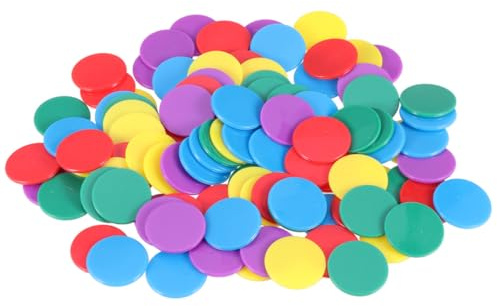 Milisten 100 Stück Runde Kunststoff Spielchips 25mm Mehrfarbige Lernzähler für Kinder Zählchips Bingo Zubehör für Kindergarten Mathematik und Spiele