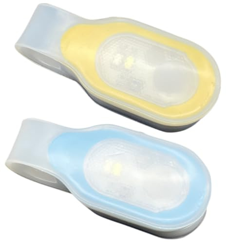 CLISPEED 2 piezas Linterna LED Manos Libres Clip Luz de Seguridad Nocturna para Enfermería Azul y Amarillo Portátil para Actividades al Aire