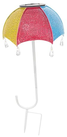 TOYANDONA Solar Garden Stake Lights Iron Umbrella Solar Pathway Lights Outdoor Projection for Patio Lawn Walkway Decor Weather Resistant Landscape Lighting