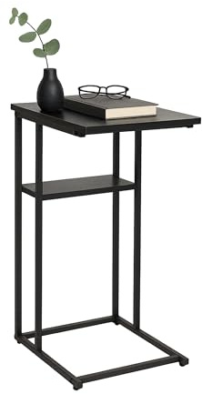 Relaxdays side table, large and small shelf, HxWxD 60 x 40 x 30 cm, table for sofa & bed, metal & MDF, black