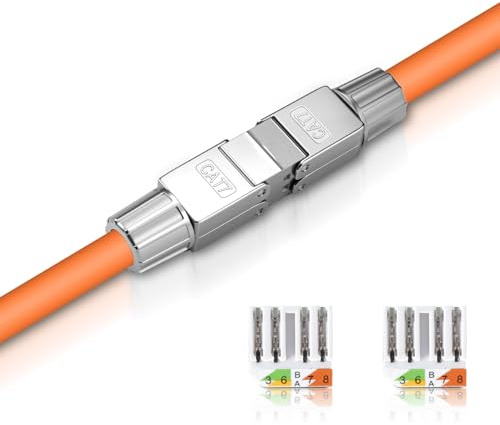 Puiseno 1 Stück Cat 7 Netzwerkkabel Verbinder werkzeuglos, RJ45 Cat7 Verbinder Kupplung Adapter für LAN Verlegekabel, Ethernet Cat Verbinder für Installationskabel, 10 Gbit/s