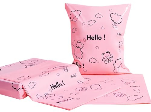 WACCOMT Pack 50 Stück 15x20+5cm Rosa Poly-Versandtaschen für Kleidung | Selbstklebende Versandtaschen, für Kleine Unternehmen Versandtaschen, für den Versand von Paketen