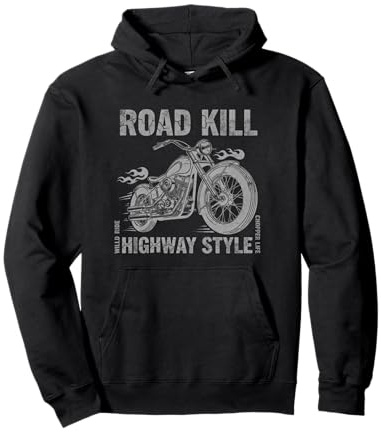 Chopper Motorcycle Road Kill Highway Style Vintage Biker Pullover Hoodie