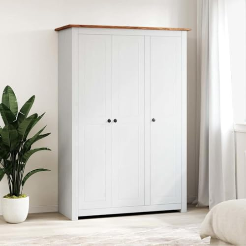 Refined Armario de 3 Puertas Pino Panamá Range Blanco 118x50x171,5 cm