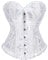 SZIVYSHI Women's Overbust Sweetheart Lace Up Plastic Bones Corset Bustier Top (White, S)