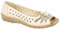 Boulevard Bow Open Toe Summer Shoes Various Multi Colours - Beige PU, Ladies UK 3 / EU 36