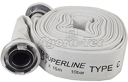 Agora-Tec® C - Schlauch/Feuerwehrschlauch/Industrieschlauch/Bauschlauch 15 Meter inkl. 2 STK. C - STORZ Kupplungen