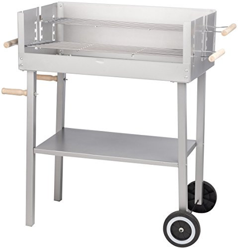 BBQ Collection 48678 Grillwagen/Säulengrill XL, Holzkohle, Edelstahl, 88 x 42,5 x 89,5 cm