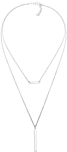 Elli Halskette Silber 925 Layer Stab Plättchen Anhänger Kette Damen Schmuck Geschenke für Frauen Mädchen Mama Freundin, Lagen Silberkette Länge 40 cm