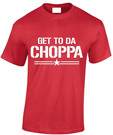 Crown Designs Get to Da Choppa Arnie Quotes for Men & Teenagers T-Shirts Tops