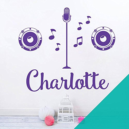 Personalised Name Girls Wall Art Sticker - Popstar, X Factor, Singer, Karaoke, Microphone, Music [Large] [Turquoise]
