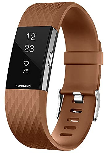 FunBand Bracelet Fitbit Charge 2, Bande en Silicone Souple Sangle de Remplacement Reglables Sport Accessorie pour Montre Connectée Fitbit Charge 2