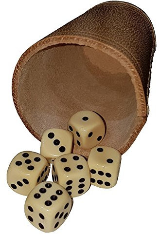 KSS Qualitäts Würfelbecher Lederwürfelbecher besonders Dickes Leder ! Ca 4-5 mm stark ! in Standartgröße + 6 Würfel !