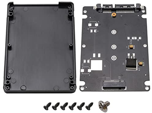 Pxyelec NGFF M.2 SSD Solid State Drive To 2.5inch SATA 7+15Pin Adapter Card with Enclosure Black for Laptop/ Desktop