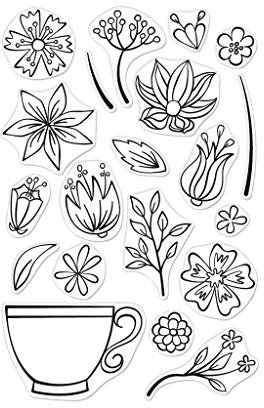 Hero Arts CM339 Teacup Flowers Clear Stamp Set