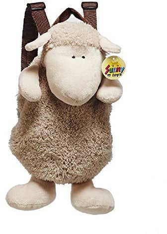 Rucksack Schaf aus Plüsch, 33 cm - Kinderrucksack - Lamm - Plüschtier- Kuscheltier (Beige)