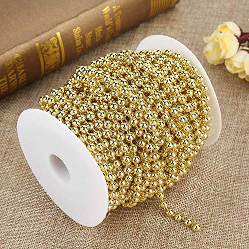 82ft/25m Perle String, Perlengirlande Perlenkette Deko Perlenband Trim für Hochzeit Party Supplies(Gold)