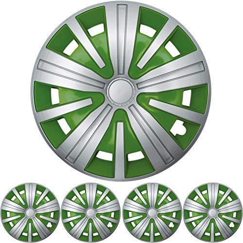 16 Zoll 4X Premium Design Radkappen Radzierblenden 'Spinel BIS' in Silber/Grün