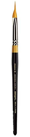 KINGART Premium Original Gold 9900-12 Miracle Wedge TRI Brosse Series Artist Brush Poils synthétiques Taklon Doré Manche Court pour Peinture Acrylique, Aquarelle, Huile et Gouache Taille 12