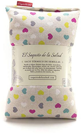 Wärmebeutel aus Samen mit Herzen. M (50 x 15 x 2 CM con Funda) grau