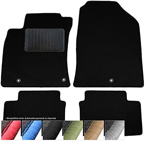 moto-MOLTICO Fußmatten Auto - Velours Autoteppiche passend für Kia Ceed II Hyundai i30 II (2012-2017) - 4-teiliges Set - Schwarze Automatten mit Schwarzen Ziernähten