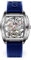 CIGADesign Z Series Automatische mechanische Armbanduhr, Skelett Edelstahl Analog Silber Armbanduhr Tonneau Saphir Kristall für Männer Frauen mit Leder und Silikon Armband, Blau