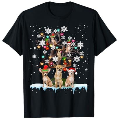 Christmas Chihuahua On Tree Santa Chihuahua Dog Lover Gifts T-Shirt