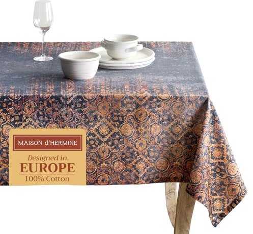 Maison d' Hermine Imperfection 100% Baumwolle Tischdecke für Küche | Abendessen | Tischplatte | Dekoration Parteien | Hochzeiten | Thanksgiving/Weihnachten (Rechteck, 140cm x 180cm)