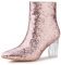 Allegra K Women's Clear Block Heel Glitter Ankle Boots Rose Gold 6 UK/Label Size 8 US