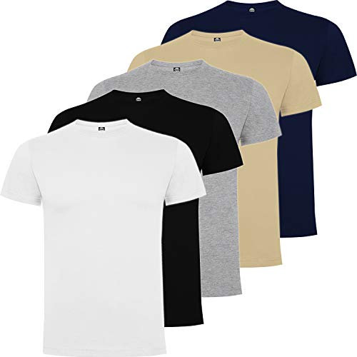Pack 5 | Camiseta Algodón Hombre | Camiseta Básica Hombre Premium | Manga Corta (Combinación 1, XL)