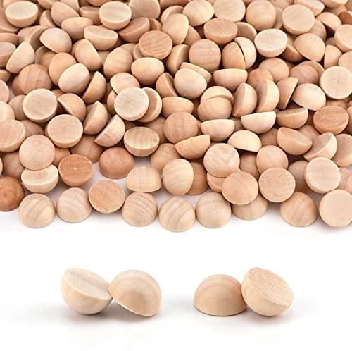 Luter 300 Pezzi 15mm Mezza Palle in Legno Naturale per Progetti Fai Da Te Arti per Bambini e Forniture Artigianali