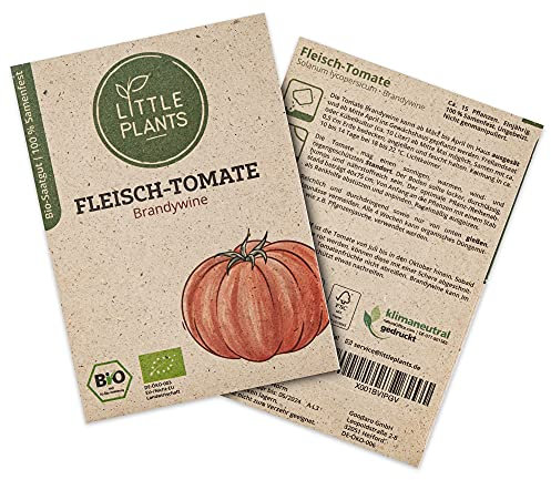 Little Plants BIO Tomatensamen Brandywine, 15 Tomaten Samen, hohe Keimrate, 100% Natürlich, BIO Saatgut Fleischtomate Samen für Gemüsegarten Tomaten Hochbeet – BIO Tomate Samen Nachhaltig
