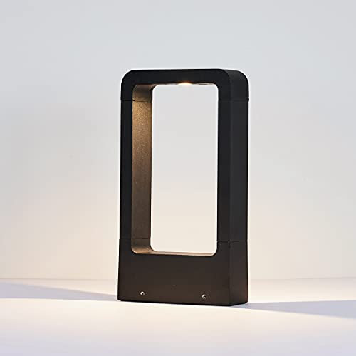 Topmo-plus standlampe garten aussenleuchten pollerleuchte blumenbeet / 7W LED bridgelux COB Aluminium schwarz Rechteckig mit erdungsstecker naturweiss