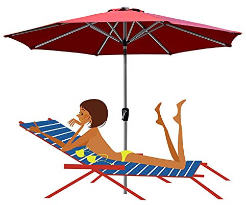 FHKBB Ombrellone Grande, ombrellone da Esterno, ombrelloni da Giardino con ombrellone da 2,7 m / 8,85 Piedi, usati per Il Cortile della Piscina, con inclinazione del Pulsante, manovella