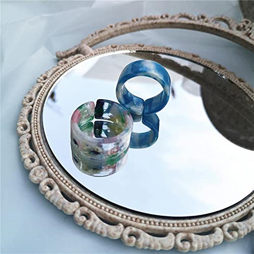 Korea Fashion Vintage Einfache Ästhetische Acetat Bunte Acryl Dicke Runde Ringe Set Für Frauen Mädchen Schmuck Zubehör Geschenke
