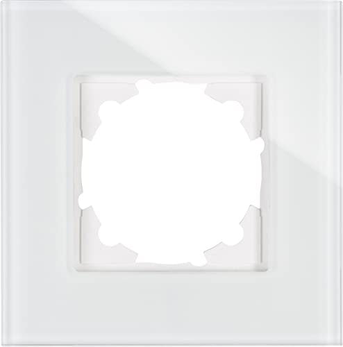Kopp ATHENIS 1-fach Glas-Abdeckrahmen in Weiß - 99 x 99 mm - Rahmen für Steckdosen & Schalter - Eleganter Steckdosenrahmen aus Glas - Hochwertiger Lichtschalter-Rahmen