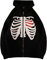 Frauen Zip Up Hoodies Goth Skeleton Rib Cage Graphics Y2K Harajuku Neuheit Sweatshirt (Schwarz, L)