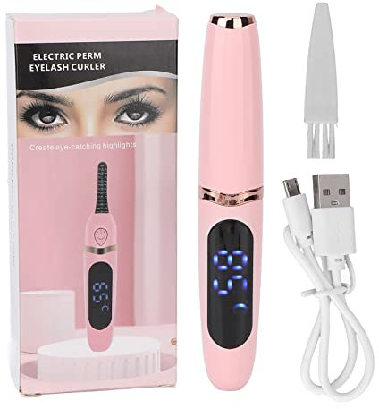 Piegaciglia elettrico, piegaciglia riscaldato elettrico portatile calore arricciato a lunga durata rapidamente per la casa(rosa)