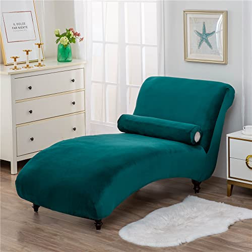 Surwin Chaiselongue Schonbezüge, Ohne Armlehne Liegesessel Stuhlbezug Stretch Modern Relaxliege Schonbezug für Wohnzimmer, Schlafzimmer, Lounge (1PC,Türkis)